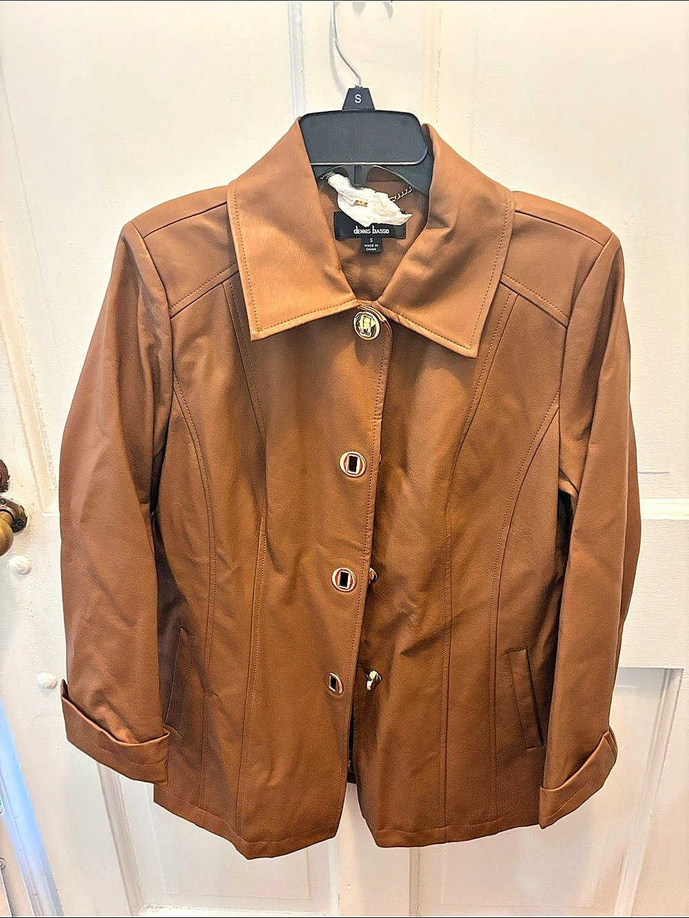 Luggage Tan Faux Leather Jacket Small Like New